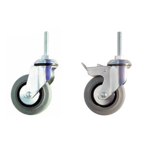 swivel caster / threaded stud / zinc-coated steel / rubber