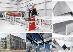 profile roll forming line / punching / cutting / with roller conveyor