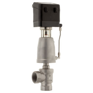 pneumatically-operated valve / regulating / for steam / stainless steel