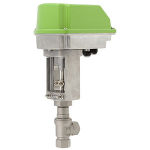 electrically-operated valve / regulating / right-angle / stainless steel