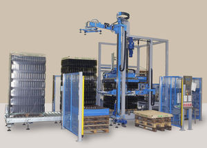 gripping depalletizer / layer / for glass containers / for cans