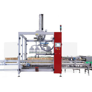pick-and-place case packer / top-loading / automatic / for bottles