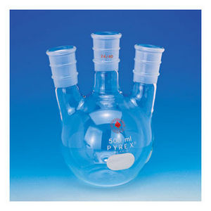round-bottom flask / flat-bottom / borosilicate glass