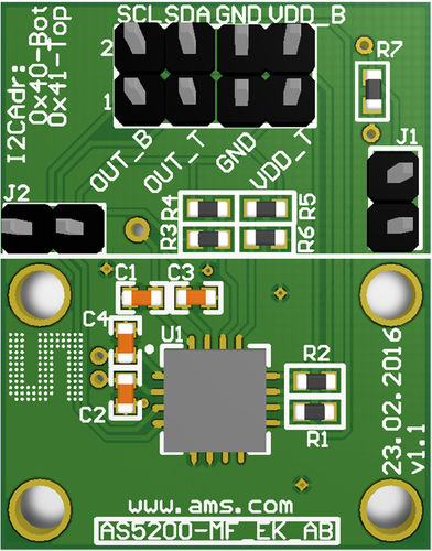 Rotary position sensor - AS5200L - AMS - contactless / potentiometer / magnetic