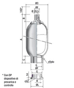 Bladder accumulator - SL series - SAIP S.R.L. - nitrogen / stainless steel / carbon steel