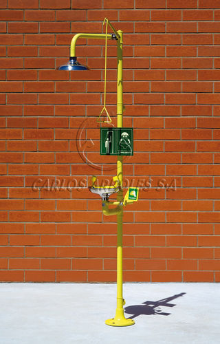 Floor-standing safety shower - 4220 SS - Carlos Arboles S.A. - plastic / with eyewash station / automatic