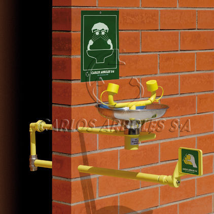 Wall-mounted eyewash station - 2210 FP/SS - Carlos Arboles S.A. - plastic / indoor / automatic