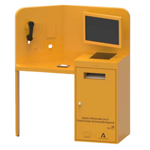 Interactive terminal - eHelp - Grupo Eos Ibérica - capacitive touch screen / floor-standing / Intel® Celeron®