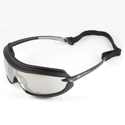 Polycarbonate safety glasses - DUSTFREE - SWISS ONE SAFETY SA - nylon / foam / with anti-scratch coating