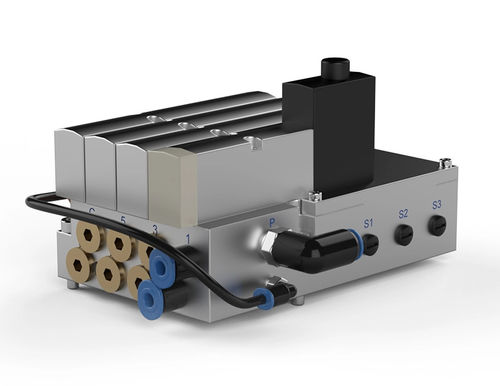 Spool distribution block - P0012A - Robot System Products AB - pneumatically-operated / 5/2 / standard