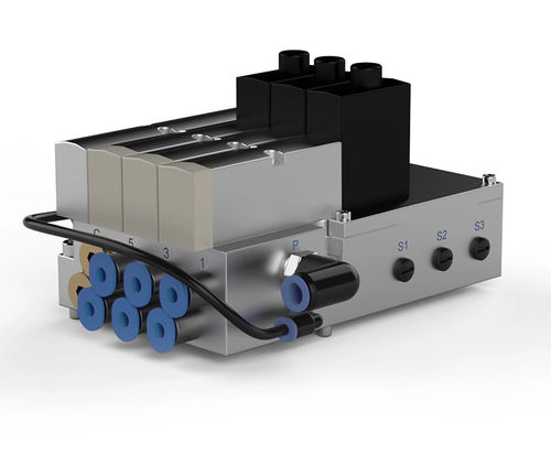 Spool distribution block - P0013A - Robot System Products AB - pneumatically-operated / 5/2 / standard