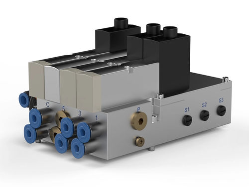 Spool distribution block - P0011A - Robot System Products AB - pneumatically-operated / 5/2 / standard