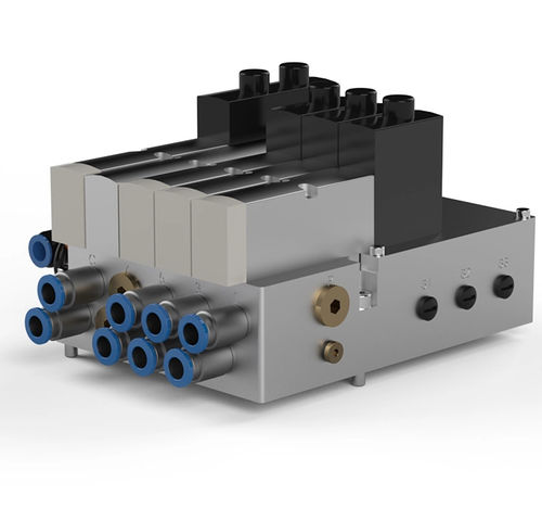 Spool distribution block - P0028 - Robot System Products AB - pneumatically-operated / 5/2 / standard