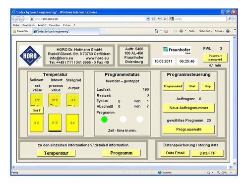 Control software - HORO Dr. Hofmann GmbH - data acquisition / storage / machine