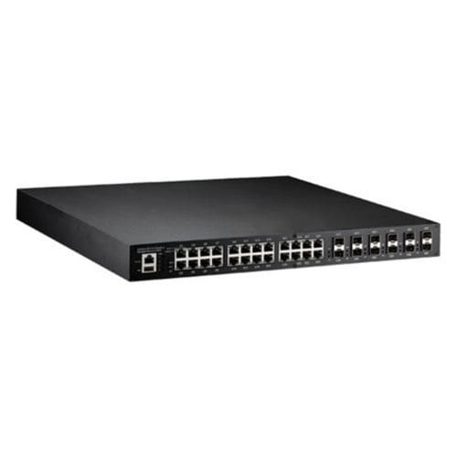 Managed ethernet switch - JetNet 6528Gf-2AC-EU V1.0  - Beijer Electronics - 8 ports / 10/100BaseT(X) / 26 ports