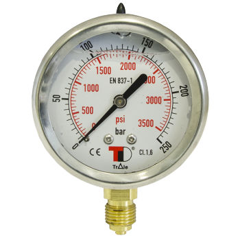 Dial pressure gauge - MFI6304 series - Dicsa - threaded / vertical-mount / stainless steel