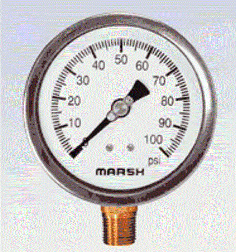 Dial pressure gauge - Marsh Bellofram - threaded / Bourdon tube / process