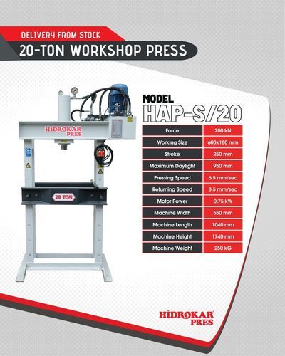 Hydraulic press - HAP-S/20 - HIDROKAR PRES INDUSTRY AND TRADE CO. - motorized / punching / straightening