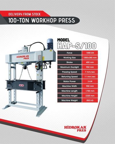 Hydraulic press - HAP-S/100 - HIDROKAR PRES INDUSTRY AND TRADE CO. - motorized / manually-controlled / punching