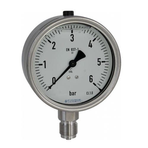 Differential pressure gauge - R21 series - Manfred Jünemann Mess- und Regeltechnik GmbH - dial / stainless steel / Bourdon tube