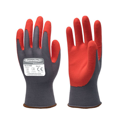Work glove - NL121 RD - Sumirubber Malaysia Sdn. Bhd. - mechanical protection / nitrile / breathable