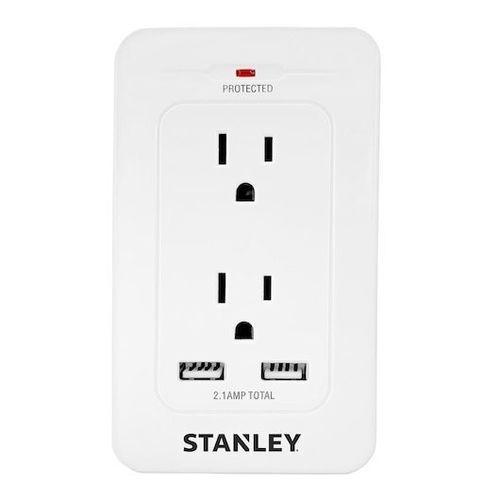 Overvoltage arrester power strip - SurgePro USB - Stanley Tools - with signal lamp / USB / 2 socket