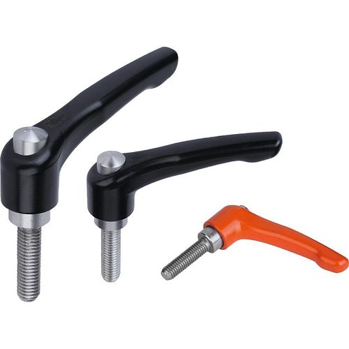 Clamping lever with protective cap - K0123 - HEINRICH KIPP WERK GmbH & Co. KG - rustproof / threaded