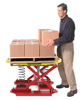 Scissor lift table - PalletPal 360­™ - SOUTHWORTH - foot-operated / stationary / loading