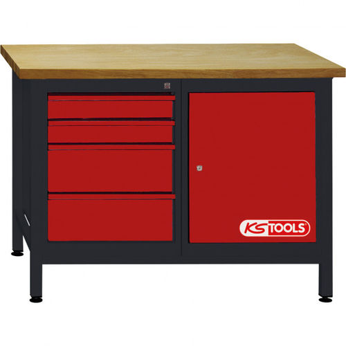 Steel workbench - 865.0006 - Kstools  - for workshops / 4-drawer / door