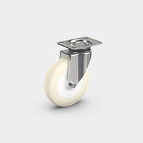 Swivel caster - 85 PU   - RÄDER-VOGEL RÄDER- UND ROLLENFABRIK GMBH & CO. KG - base plate / with ball bearing