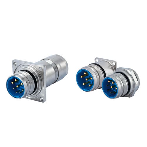 Panel connector - 7.6 series - HUMMEL - electrical power supply / right-angle / M23