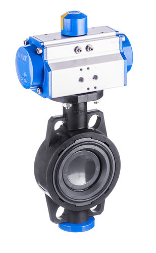 Butterfly valve - PAV 812 Series - SMS-TORK - pneumatically-operated / for hot water / PVC
