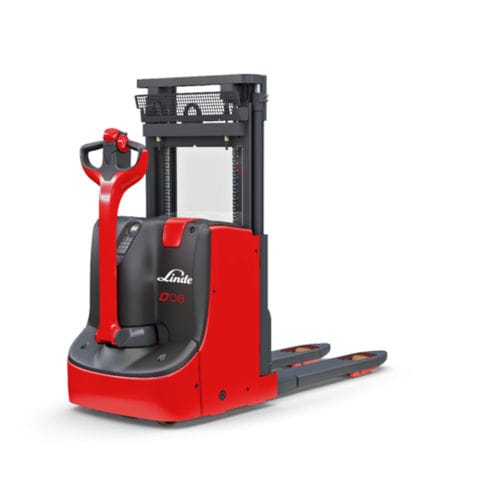 Electric stacker truck - D0 series - Linde Material Handling - walk-behind / 24 V / double-pallet