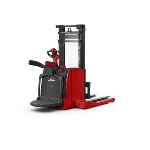 Electric stacker truck - L1 AS series - Linde Material Handling - with rider platform / 24 V / for industrial applications