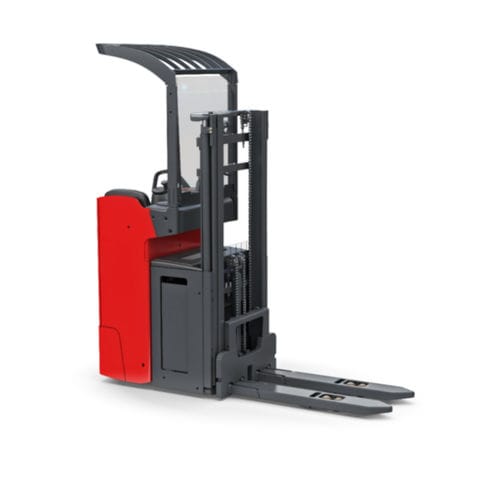 Electric stacker truck - L1 R series - Linde Material Handling - side-facing seated / 24 V / handling