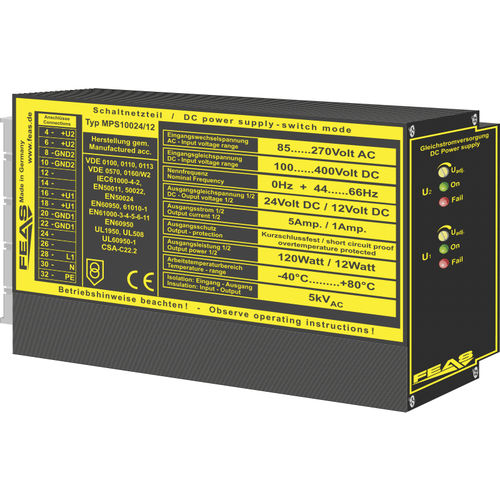 19" rack power supply - MPS10024/12-1 - FEAS GmbH - DIN rail / rack-mount / wall-mount