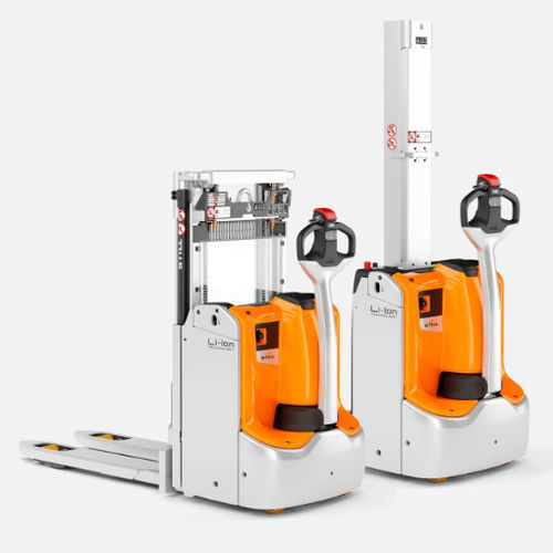 Electric stacker truck - EXD series  - STILL - walk-behind / with rider platform / double-pallet