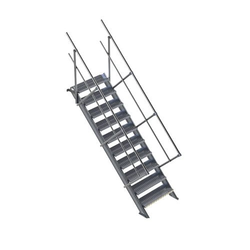 Straight staircase - EEL1 series - L'Echelle Européenne - aluminium / anti-slip step