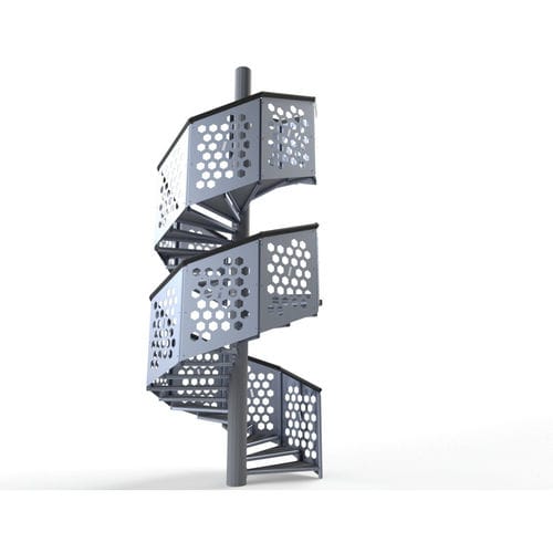 Spiral staircase - GM40TOLEDECOUPE - L'Echelle Européenne - aluminium / steel / with landing