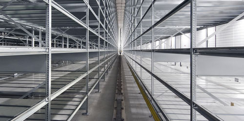 Storage warehouse shelving - DEXION - with shelves / shuttle / compact