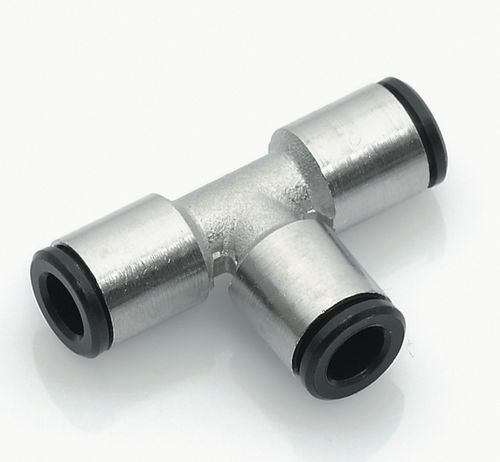 Pneumatic fitting - EF05 - NieRuf Gmbh - push-in / T-shaped / nickel-plated brass