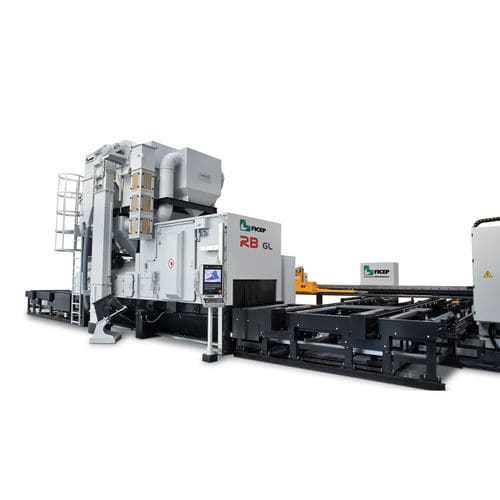 Turbine shot blasting machine - RB GL - FICEP - roller conveyor / for profiles