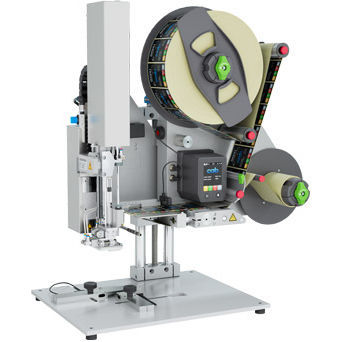 Automatic label applicator - ROXI with HERMES - cab Produkttechnik GmbH & Co KG - shrink sleeve / compact / horizontal