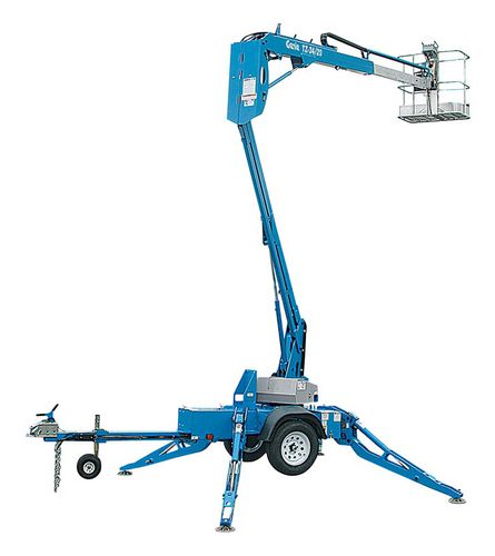 Trailer-mounted articulated boom lift - TZ™-34/20 - Genie - pneumatic / for construction / self-leveling