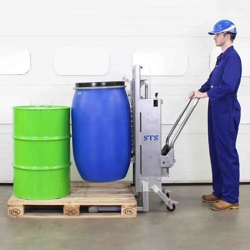 Manual drum lifter - DTP06-R500-SS - STS - Bespoke Handling Equipment - hand-operated / hydraulic / hand crank