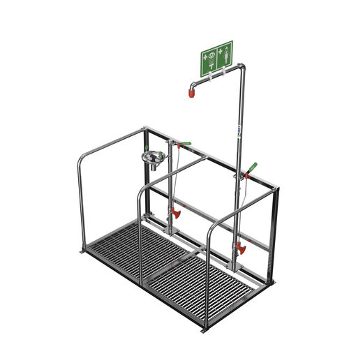 Floor-standing safety shower - EXP-SD-65G - Hughes Safety Showers - platform-mounted / with eyewash and face wash station / unheated