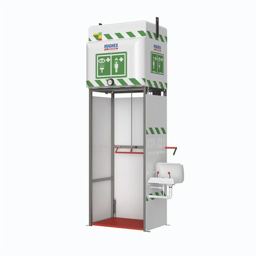 Floor-standing safety shower - EXP-MH-14KS/350 - Hughes Safety Showers - with eyewash and face wash station / with tank / for hazardous environments