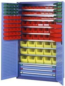 Workshop cabinet - max.  300 x 1 950 mm - THURMETALL - with legs / double-door / steel