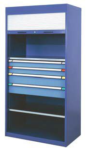 Storage cabinet - THURMETALL - with legs / tambour door / steel