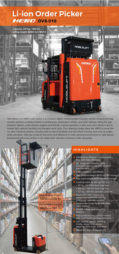 Vertical order-picker - OVS-010 - Noblelift Intelligent Equipment Co., Ltd. - for warehouse / mobile / high-level